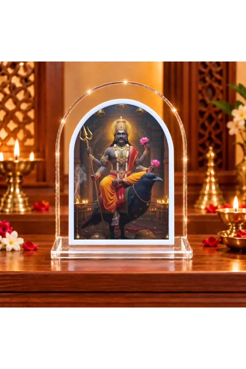Lord Shani Dev L Shape Acrylic Showpiece 3 X 3.5 Inch For Home, Office And Car (F176968)