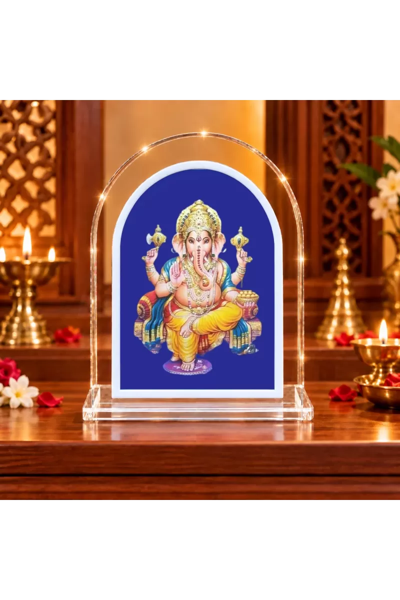 Lord Ganesha L Shape Acrylic Showpiece 3 X 3.5 Inch For Home, Office And Car (F176970)