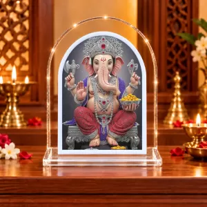 Lord Ganesha L Shape Acrylic Showpiece 3 X 3.5 Inch For Home, Office And Car (F176971)