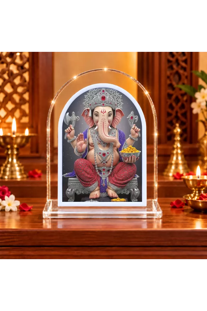 Lord Ganesha L Shape Acrylic Showpiece 3 X 3.5 Inch For Home, Office And Car (F176971)