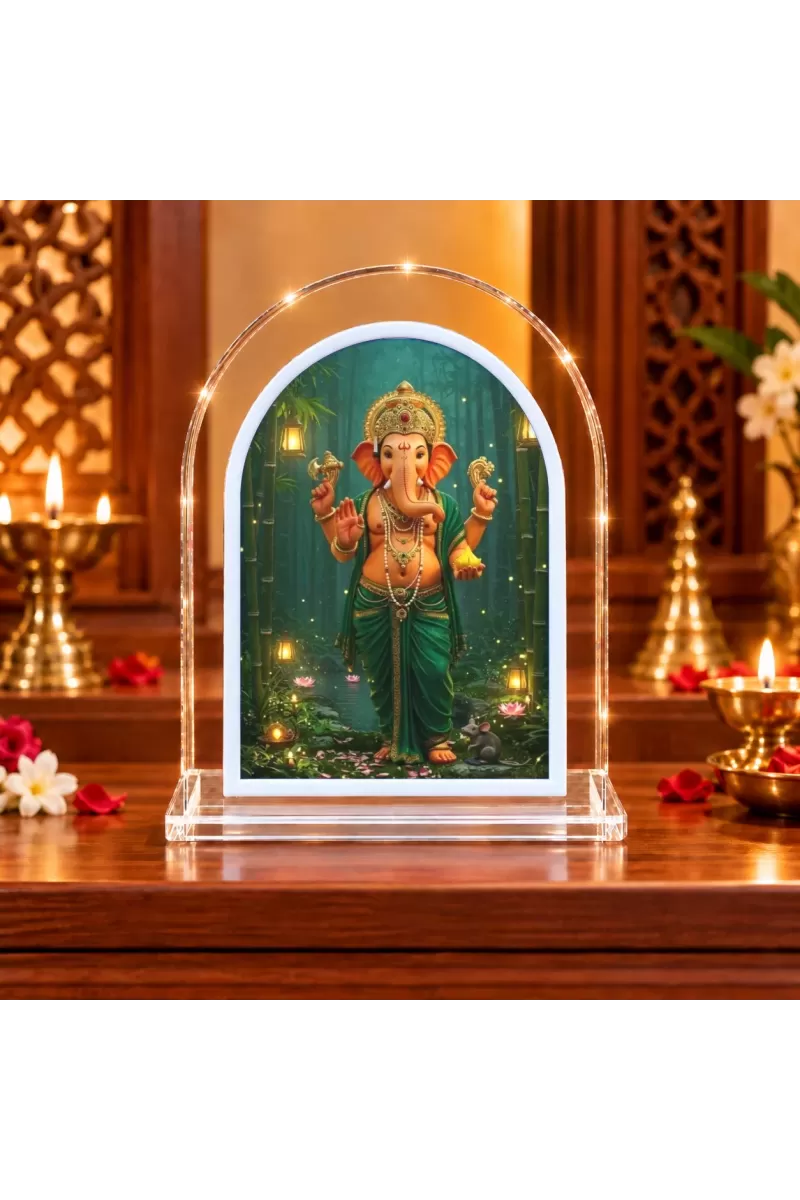 Lord Ganesha L Shape Acrylic Showpiece 3 X 3.5 Inch For Home, Office And Car (F176972)