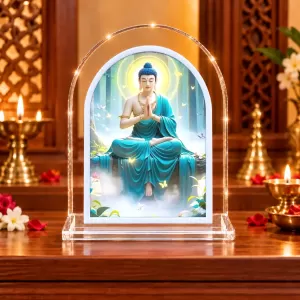 Buddha L Shape Acrylic Showpiece 3 X 3.5 Inch For Home, Office And Car (F176976)