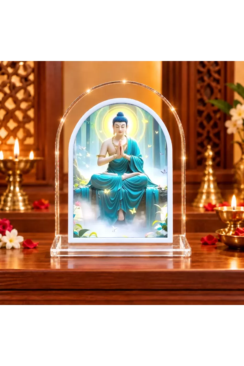 Buddha L Shape Acrylic Showpiece 3 X 3.5 Inch For Home, Office And Car (F176976)