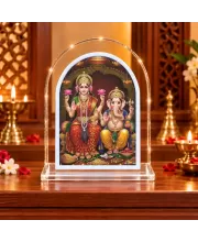 Lakshmi Ganesha L Shape Acrylic Showpiece 3 X 3.5 Inch For Home, Office And Car (F176982)