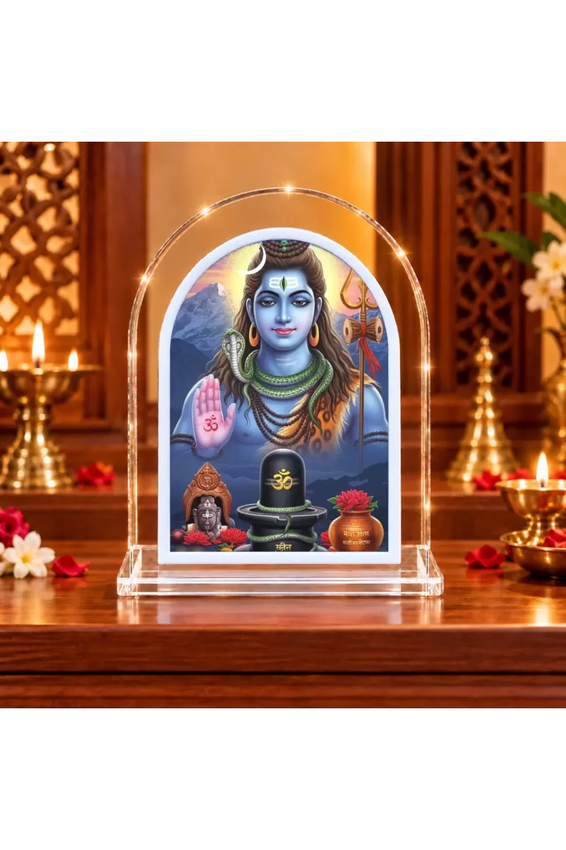 Lord Shiva L Shape Acrylic Showpiece 3 X 3.5 Inch For Home, Office And Car (F176984)