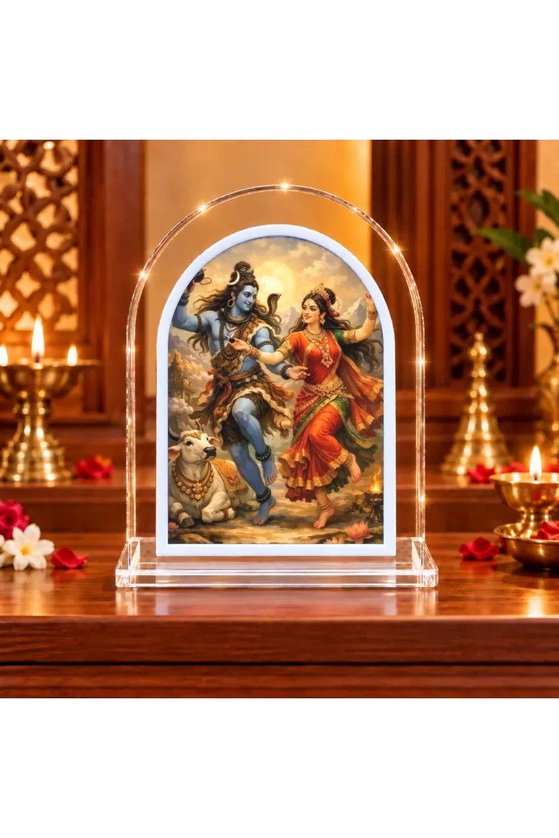 Shiva Parvati L Shape Acrylic Showpiece 3 X 3.5 Inch For Home, Office And Car (F176985)