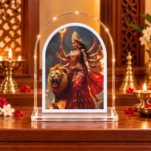 Durga Maa L Shape Acrylic Showpiece 3 X 3.5 Inch For Home, Office And Car (F176988)