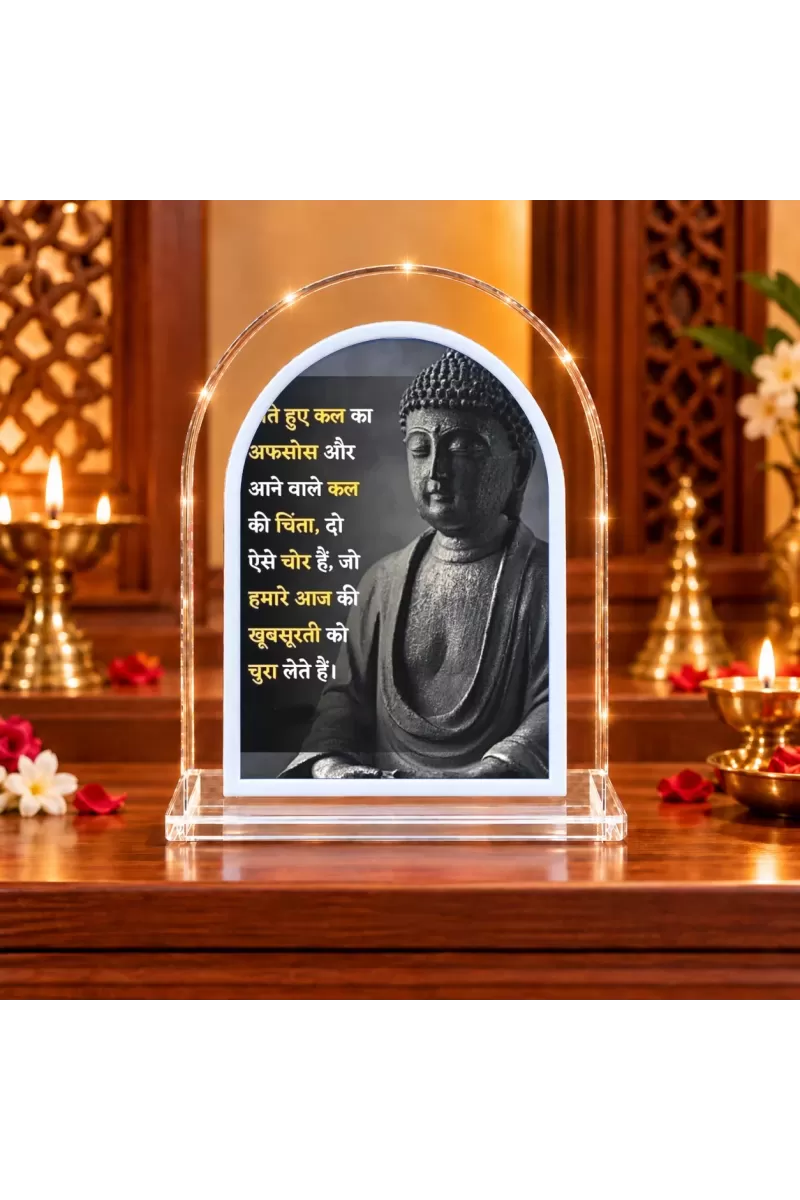 Buddha L Shape Acrylic Showpiece 3 X 3.5 Inch For Home, Office And Car (F176989)