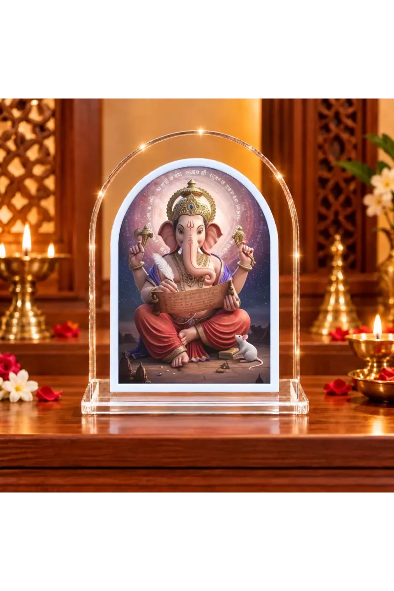 Lord Ganesha L Shape Acrylic Showpiece 3 X 3.5 Inch For Home, Office And Car (F176992)
