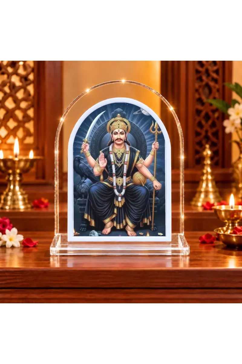 Lord Shani Dev L Shape Acrylic Showpiece 3 X 3.5 Inch For Home, Office And Car (F176993)