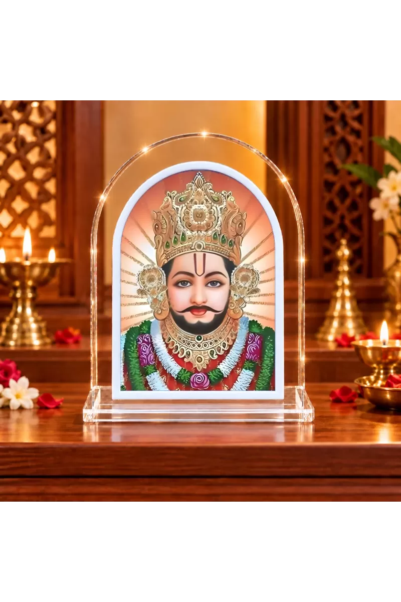 Khatu Shayam L Shape Acrylic Showpiece 3 X 3.5 Inch For Home, Office And Car (F176996)