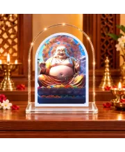Laughing Buddha L Shape Acrylic Showpiece 3 X 3.5 Inch For Home, Office And Car (F177002)