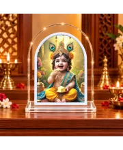 Lord Krishna L Shape Acrylic Showpiece 3 X 3.5 Inch For Home, Office And Car (F177010)