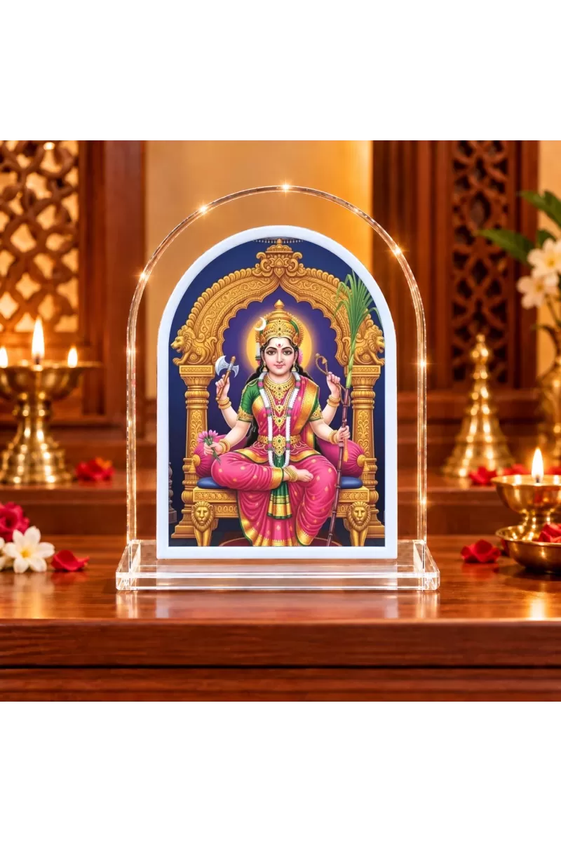Lalita Tripura Sundari L Shape Acrylic Showpiece 3 X 3.5 Inch For Home, Office And Car (F177012)