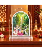 Radha Krishna L Shape Acrylic Showpiece 3 X 3.5 Inch For Home, Office And Car (F177021)