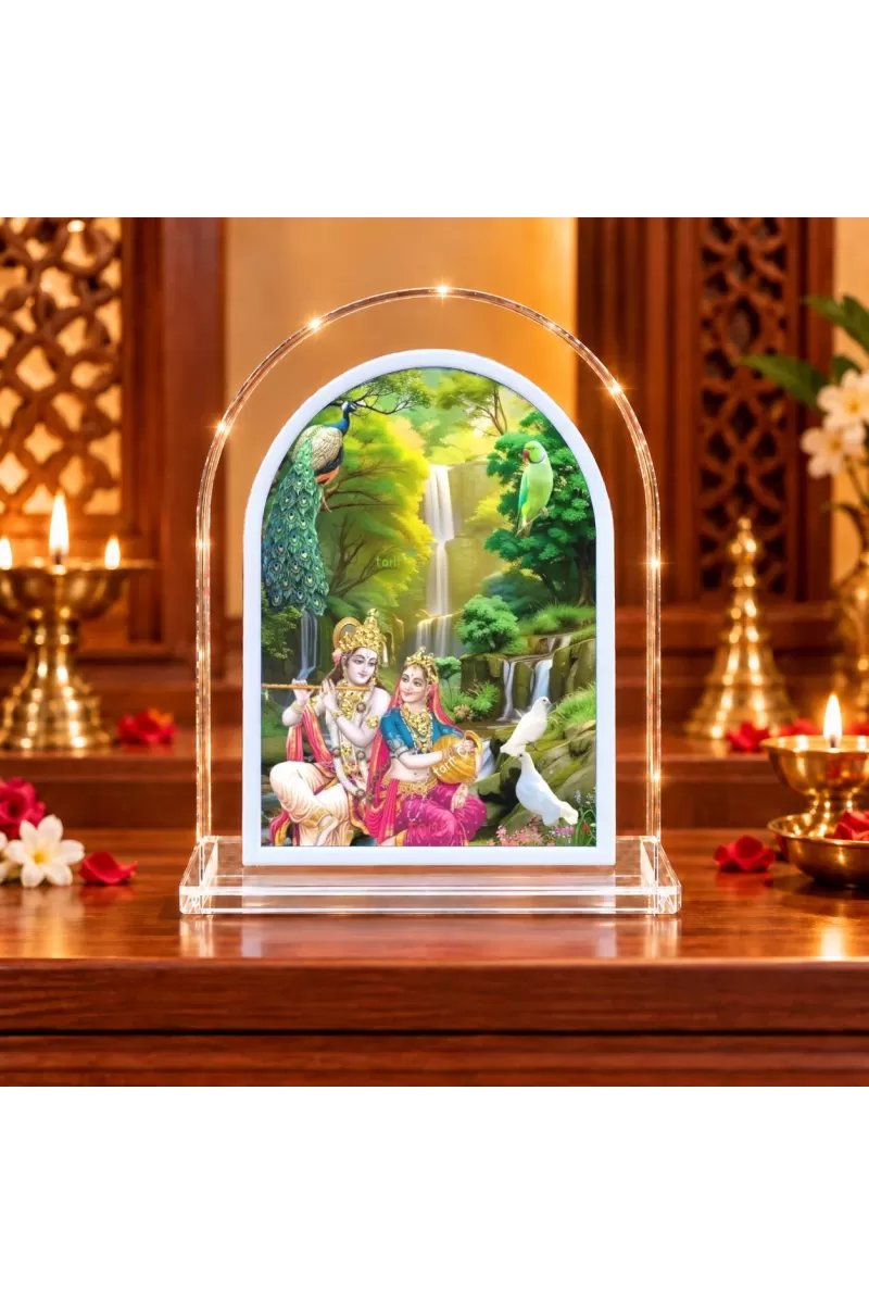 Radha Krishna L Shape Acrylic Showpiece 3 X 3.5 Inch For Home, Office And Car (F177021)