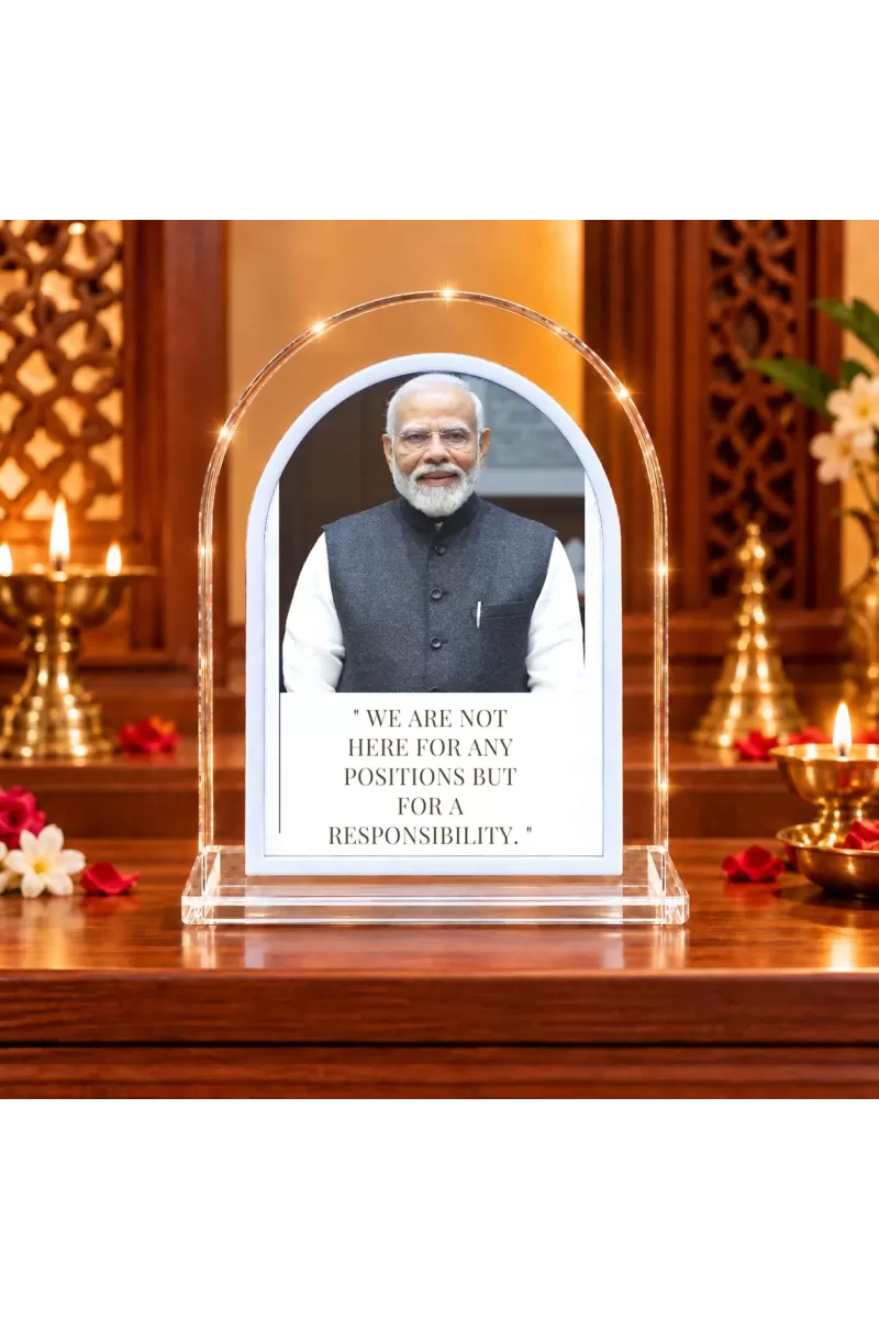 Narendra Modi L Shape Acrylic Showpiece 3 X 3.5 Inch For Home, Office And Car (F177023)