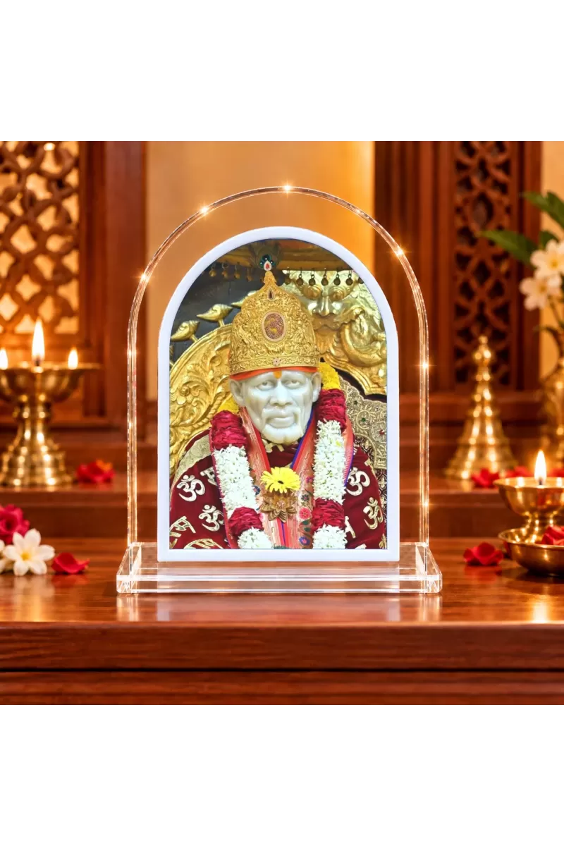 Sai Baba L Shape Acrylic Showpiece 3 X 3.5 Inch For Home, Office And Car (F177026)