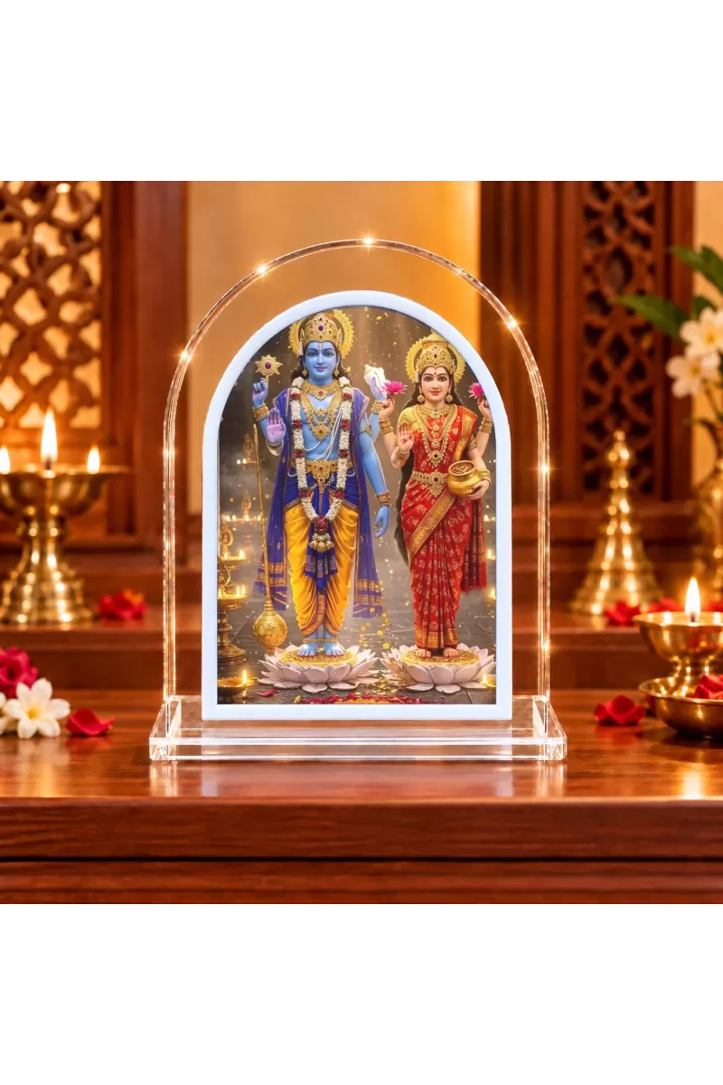 Lakshmi Narayan L Shape Acrylic Showpiece 3 X 3.5 Inch For Home, Office And Car (F177027)