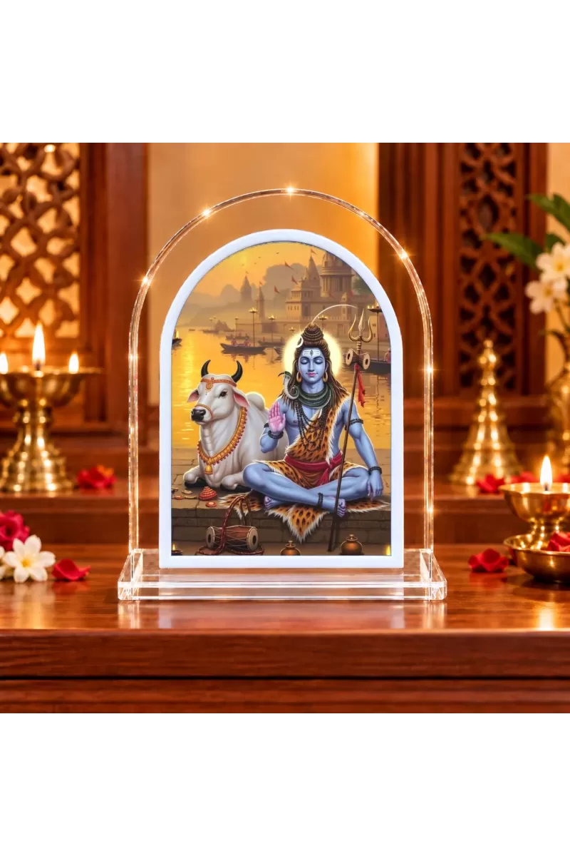 Lord Shiva L Shape Acrylic Showpiece 3 X 3.5 Inch For Home, Office And Car (F177028)