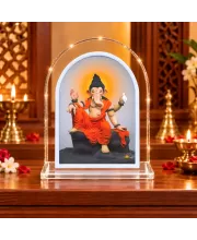 Lord Ganesha L Shape Acrylic Showpiece 3 X 3.5 Inch For Home, Office And Car (F177031)