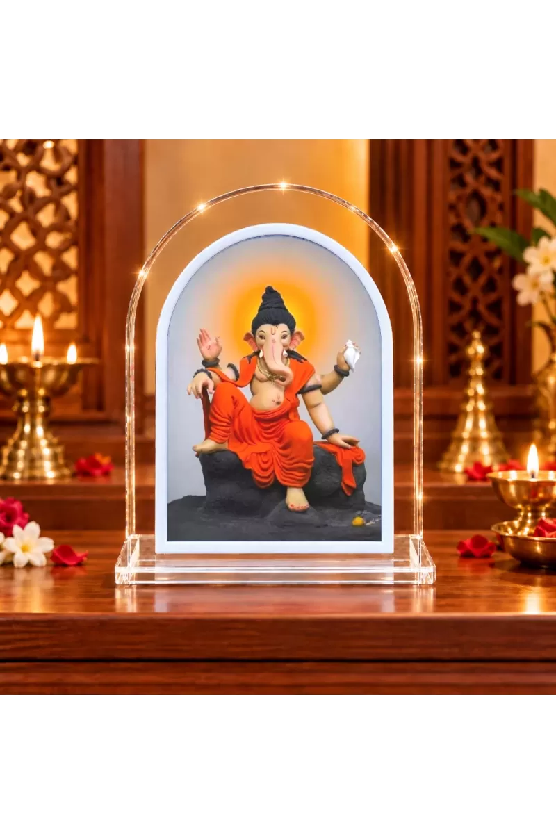 Lord Ganesha L Shape Acrylic Showpiece 3 X 3.5 Inch For Home, Office And Car (F177031)