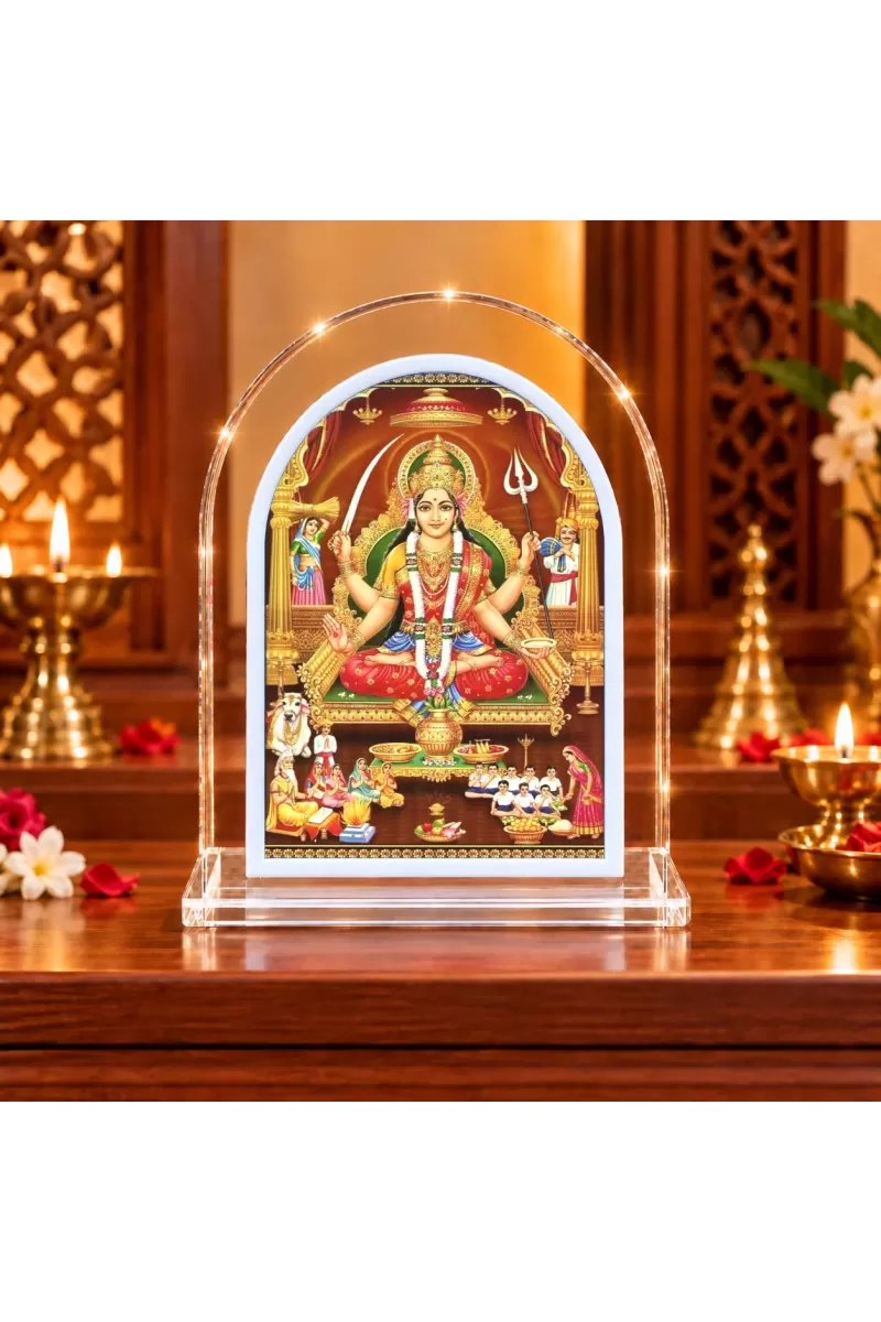 Mata Santoshi  L Shape Acrylic Showpiece 3 X 3.5 Inch For Home, Office And Car (F177032)
