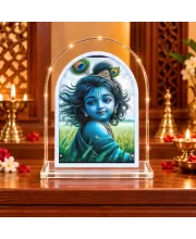 Lord Krishna L Shape Acrylic Showpiece 3 X 3.5 Inch For Home, Office And Car (F177033)