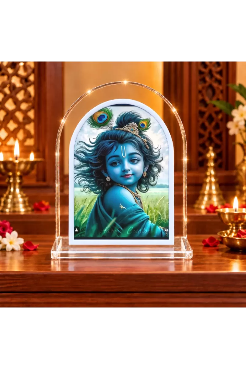 Lord Krishna L Shape Acrylic Showpiece 3 X 3.5 Inch For Home, Office And Car (F177033)