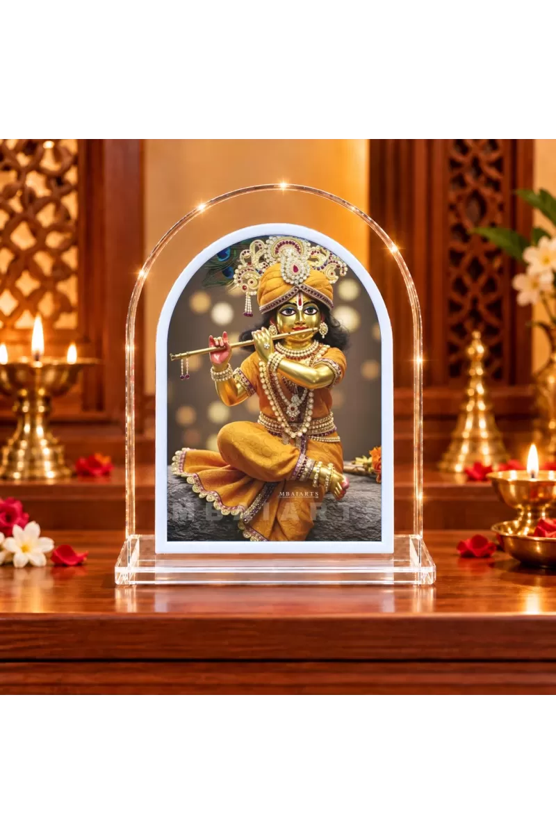 Lord Krishna L Shape Acrylic Showpiece 3 X 3.5 Inch For Home, Office And Car (F177035)