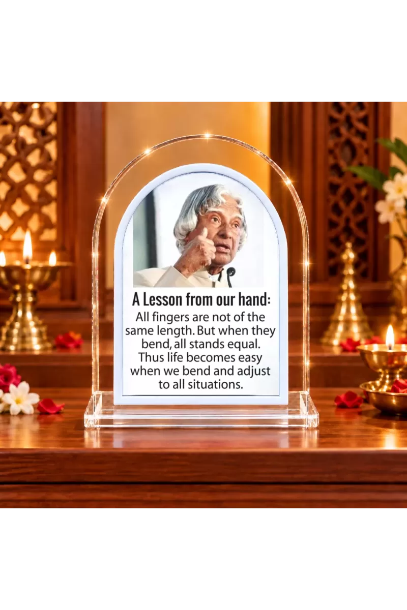 A. P. J. Abdul Kalam L Shape Acrylic Showpiece 3 X 3.5 Inch For Home, Office And Car (F177037)