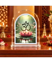 Om Symbol L Shape Acrylic Showpiece 3 X 3.5 Inch For Home, Office And Car (F177039)