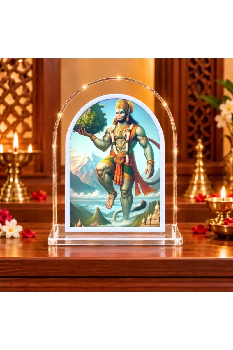 Hanuman L Shape Acrylic Showpiece 3 X 3.5 Inch For Home, Office And Car (F177041)