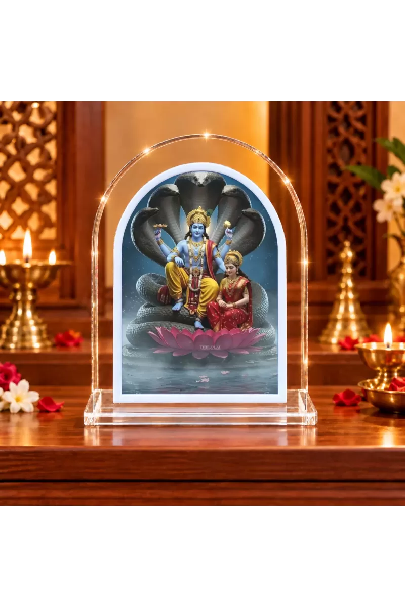 Lakshmi Narayan L Shape Acrylic Showpiece 3 X 3.5 Inch For Home, Office And Car (F177043)