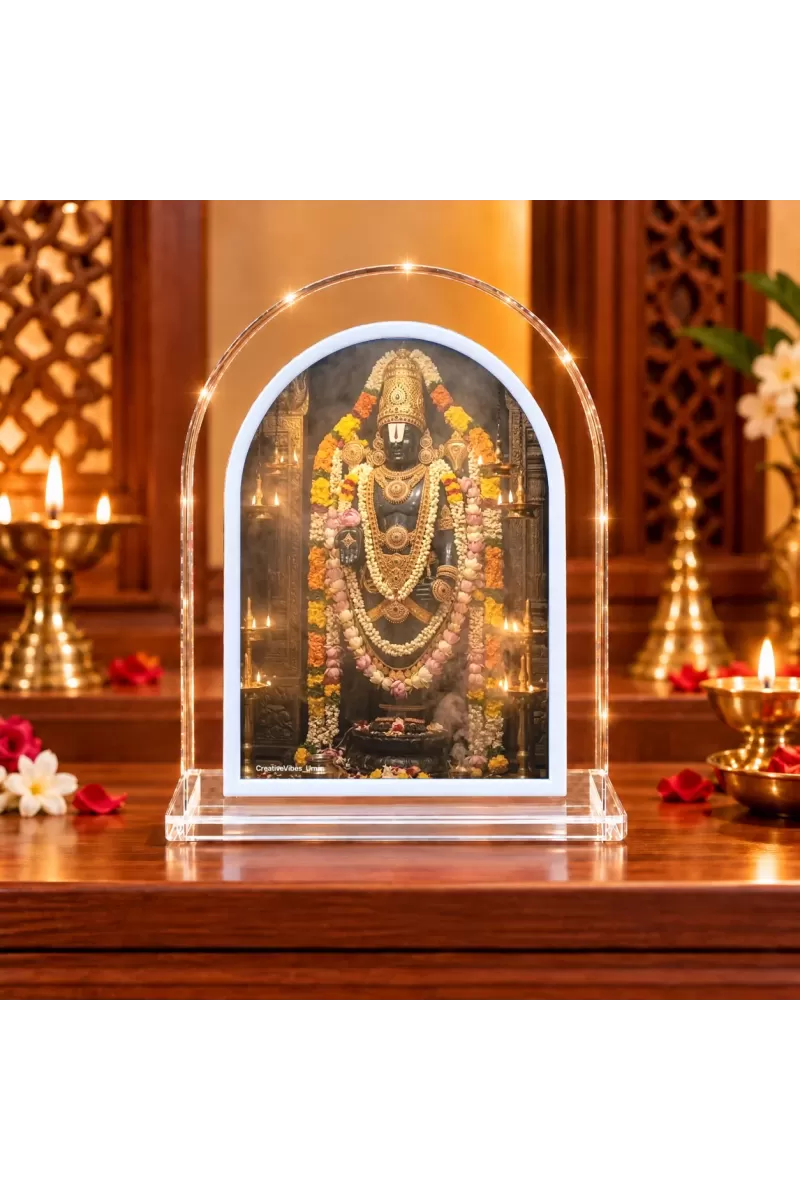 Lord Venkateswara L Shape Acrylic Showpiece 3 X 3.5 Inch For Home, Office And Car (F177044)