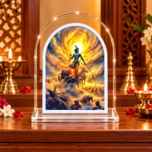 Lord Krishna L Shape Acrylic Showpiece 3 X 3.5 Inch For Home, Office And Car (F177047)