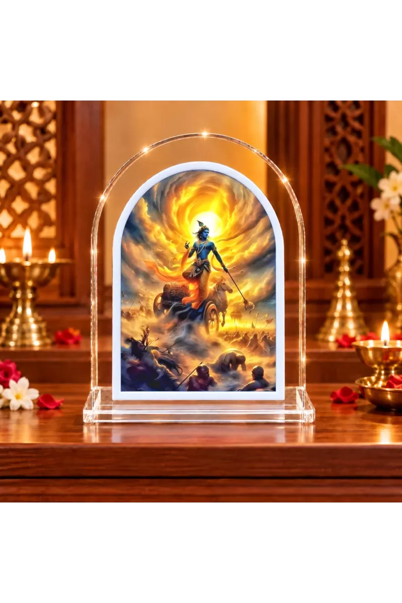 Lord Krishna L Shape Acrylic Showpiece 3 X 3.5 Inch For Home, Office And Car (F177047)