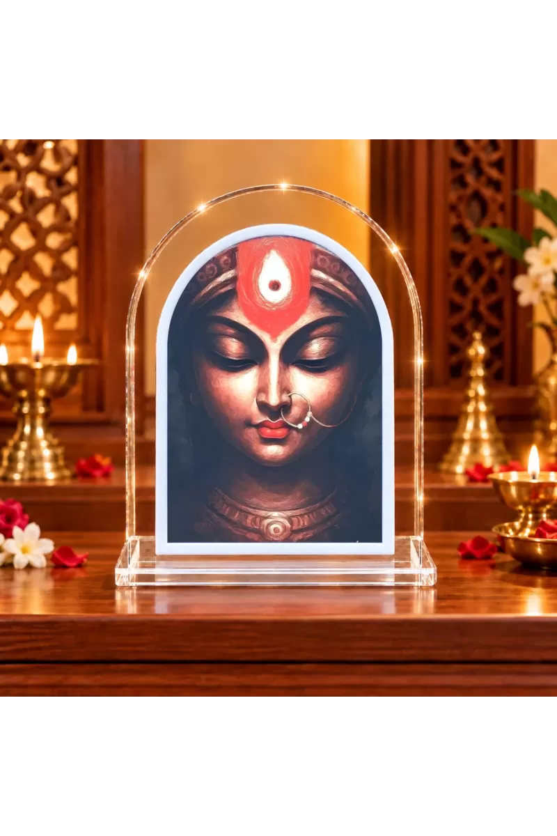 Durga Maa L Shape Acrylic Showpiece 3 X 3.5 Inch For Home, Office And Car (F177051)
