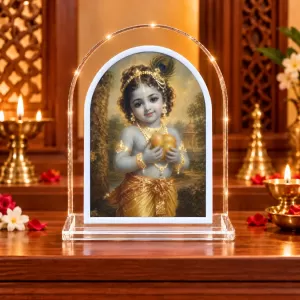 Lord Krishna L Shape Acrylic Showpiece 3 X 3.5 Inch For Home, Office And Car (F177052)