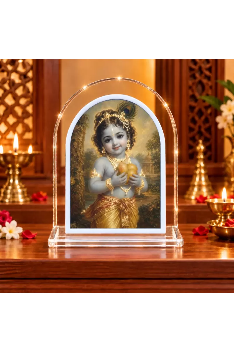Lord Krishna L Shape Acrylic Showpiece 3 X 3.5 Inch For Home, Office And Car (F177052)