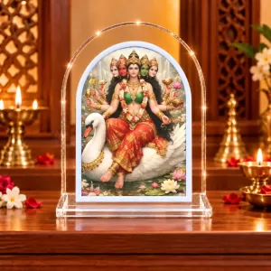 Gayatri Mata L Shape Acrylic Showpiece 3 X 3.5 Inch For Home, Office And Car (F177053)