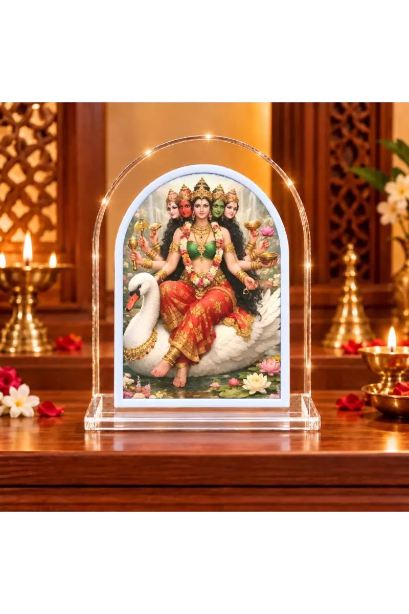 Gayatri Mata L Shape Acrylic Showpiece 3 X 3.5 Inch For Home, Office And Car (F177053)