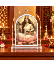 Goddess Saraswati L Shape Acrylic Showpiece 3 X 3.5 Inch For Home, Office And Car (F177058)