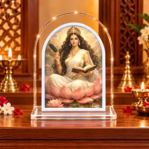 Goddess Saraswati L Shape Acrylic Showpiece 3 X 3.5 Inch For Home, Office And Car (F177058) Goddess Saraswati L Shape Acrylic Showpiece 3 X 3.5 Inch For Home, Office And Car (F177058)