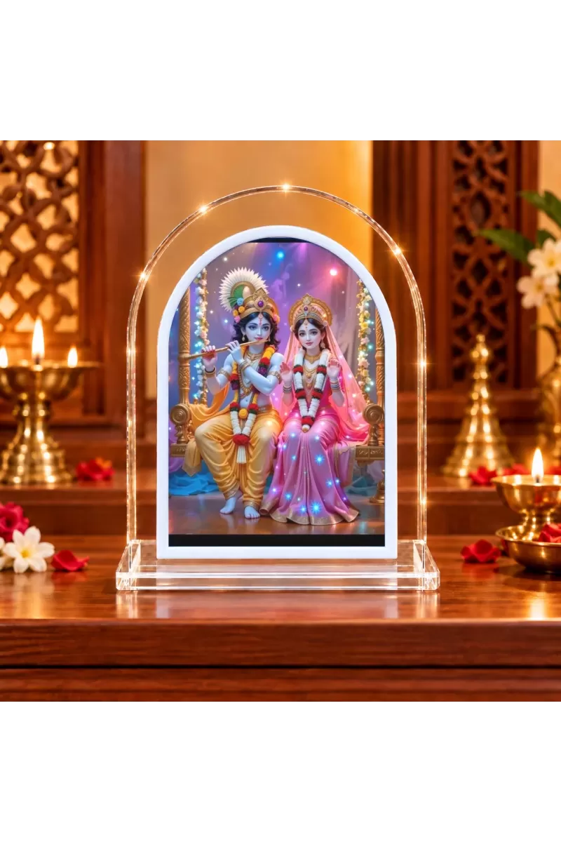 Radha Krishna L Shape Acrylic Showpiece 3 X 3.5 Inch For Home, Office And Car (F177061)