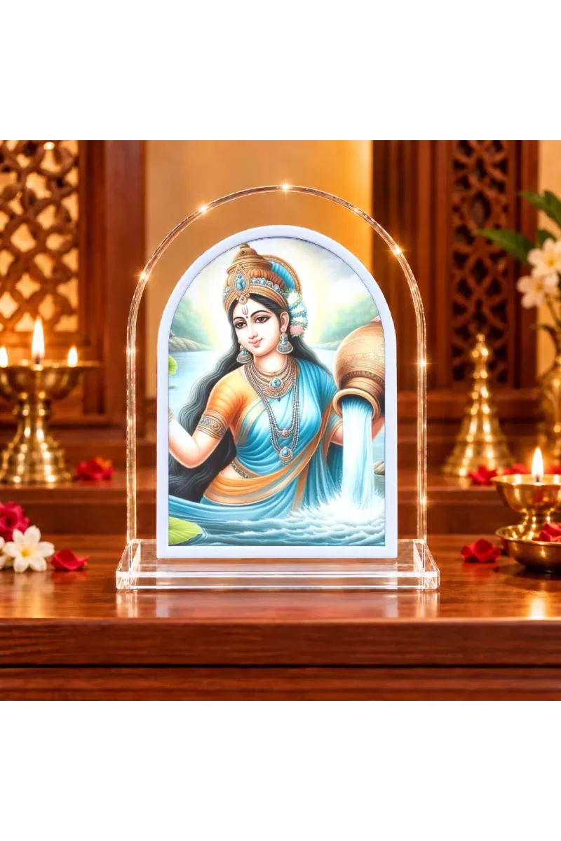 Ganga Maa L Shape Acrylic Showpiece 3 X 3.5 Inch For Home, Office And Car (F177062)