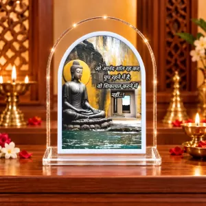 Buddha L Shape Acrylic Showpiece 3 X 3.5 Inch For Home, Office And Car (F177065)