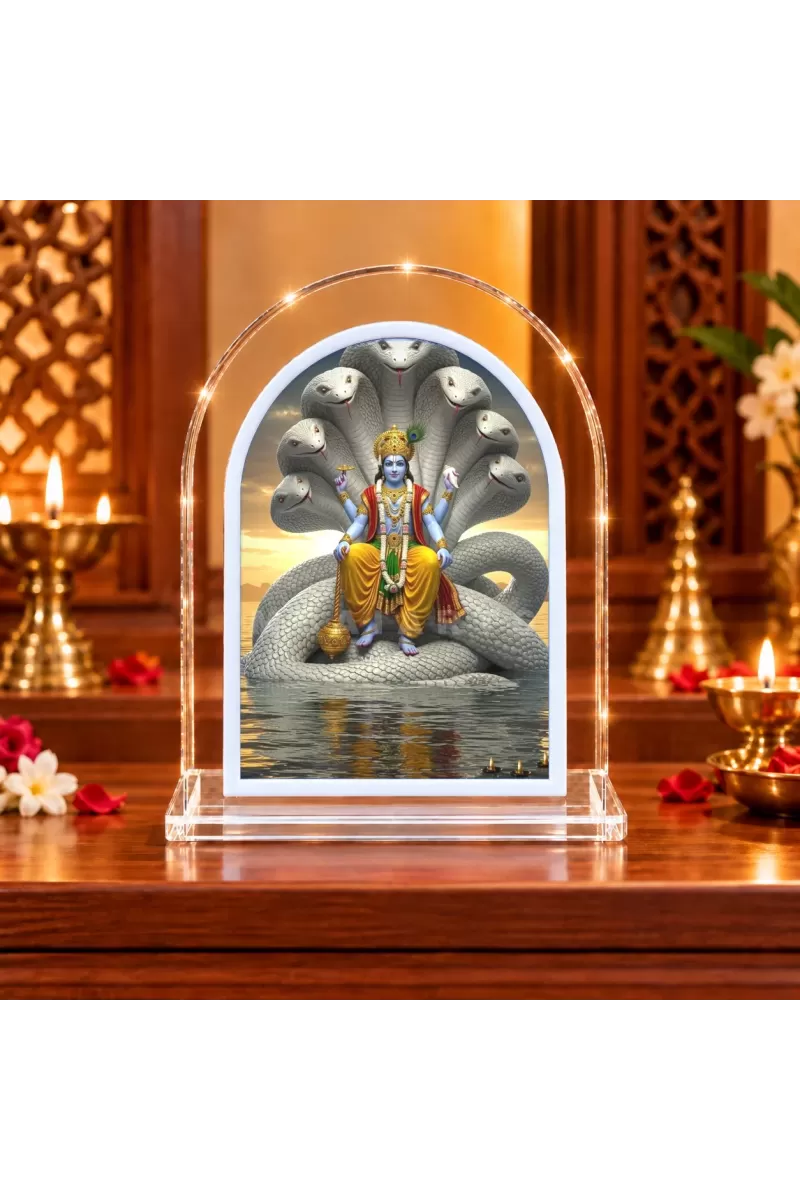 Lord Vishnu L Shape Acrylic Showpiece 3 X 3.5 Inch For Home, Office And Car (F177066)