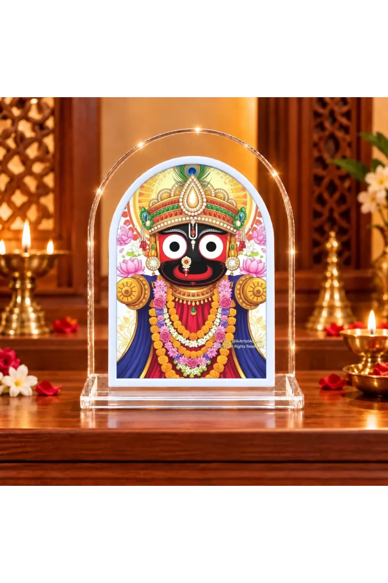 Lord Jagannath L Shape Acrylic Showpiece 3 X 3.5 Inch For Home, Office And Car (F177068)