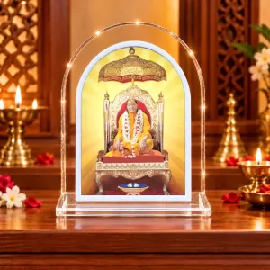 Jagad Guru Kripalu Maharaj L Shape Acrylic Showpiece 3 X 3.5 Inch For Home, Office And Car (F177069)
